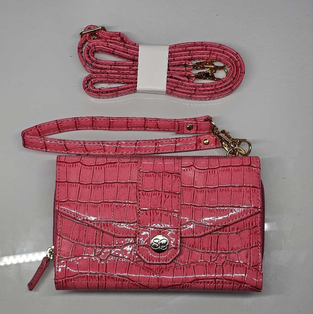 Pink Crocodile-Embossed Women's Bag